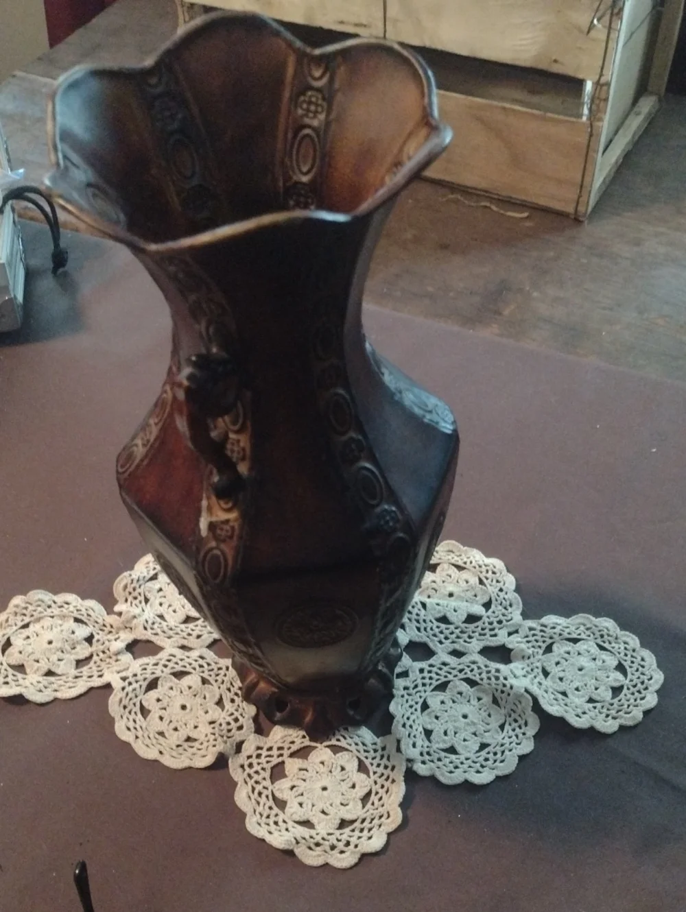 Decorative Brown Metal Accent Vase - Elegant Home Accent
